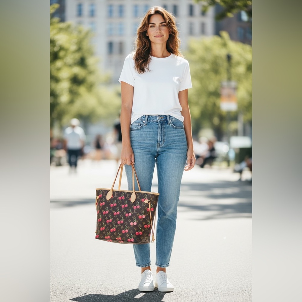 2025 Louis Vuitton Takashi Murakami Cerises Neverfull MM Tote and Pochette BNWT